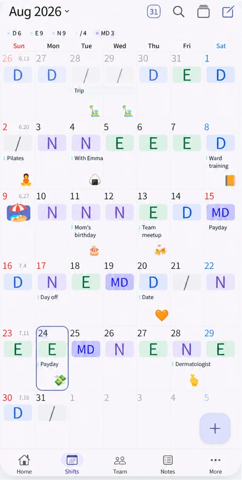 Your shifts at a glance — ShiftMate